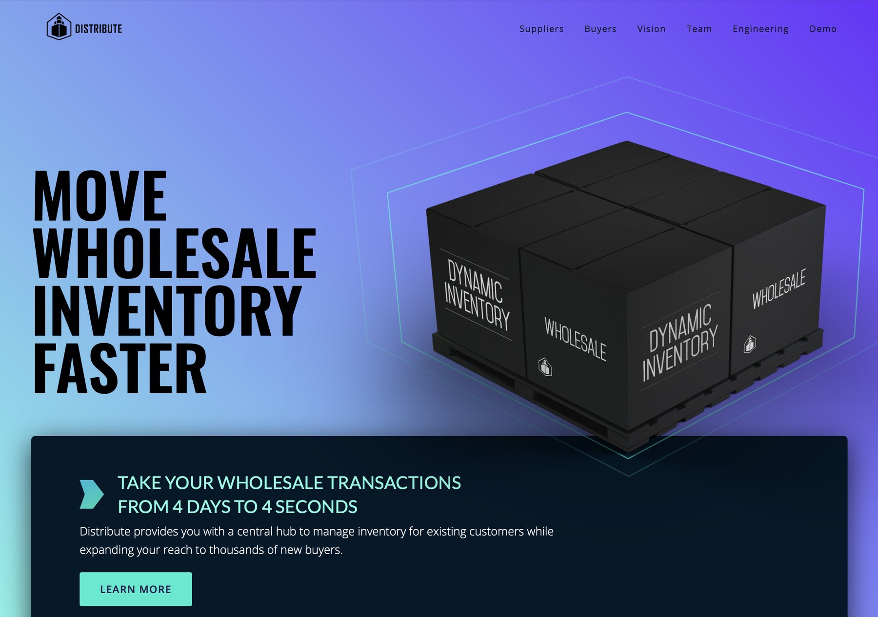 Distribute website design by Lithic Studio